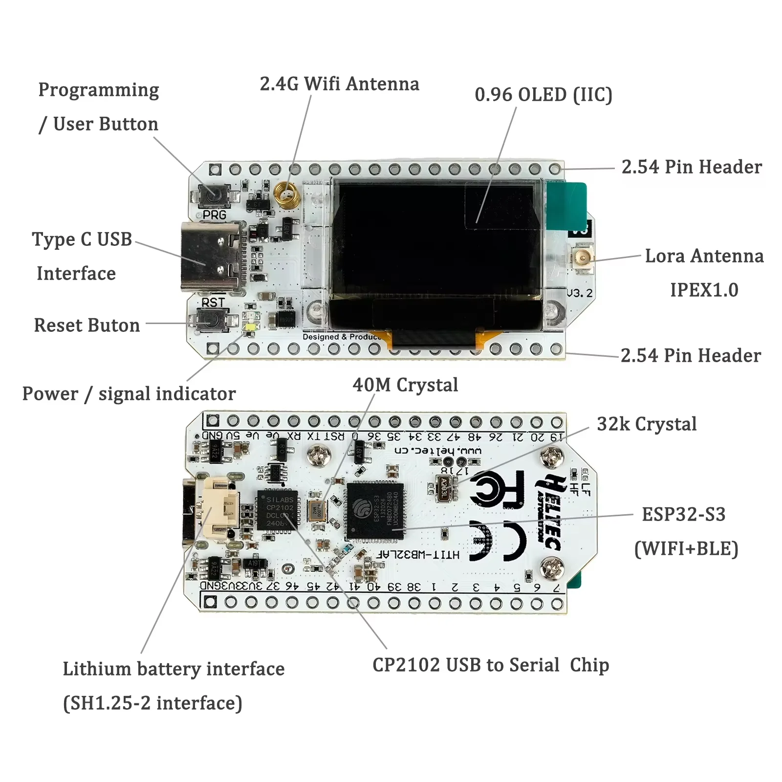 Плата для разработки IoT Heltec LoRa 32 V3 ESP32-S3 SX1262 Meshtastic Node 868МГц 915МГц с OLED-дисплеем, WiFi, BLE, Type-C (art.: 3920d8a2da8a1) - 3920d8a2da8a1
