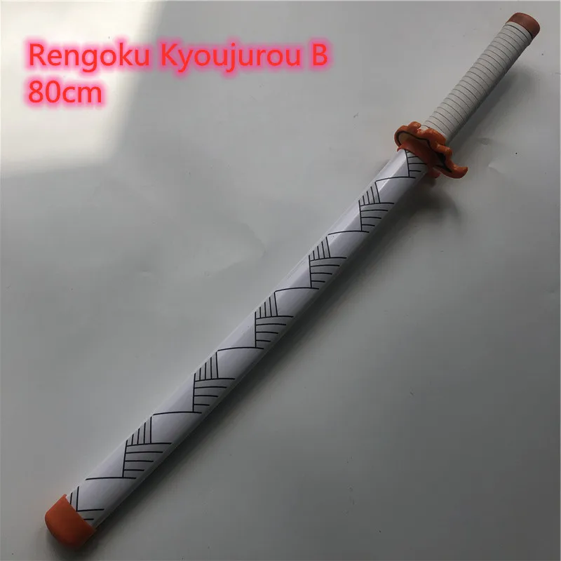 

1:1 оружие для убийцы демонов Rengoku Kyoujurou 80 см огонь белый Sowrd Kimetsu no Yaiba Косплей ниндзя нож деревянный аниме меч