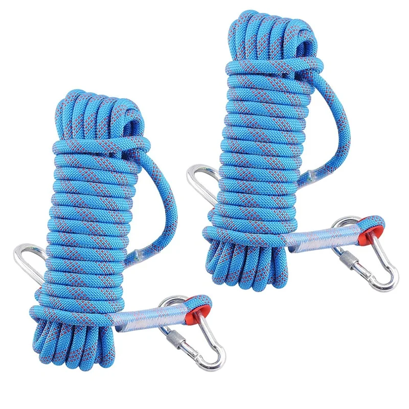 

2Pack Outdoor Climbing Rope 12Mm 10M Heavy Duty Paracord Panchute Lanyard With Carabiner Climbing Accessories