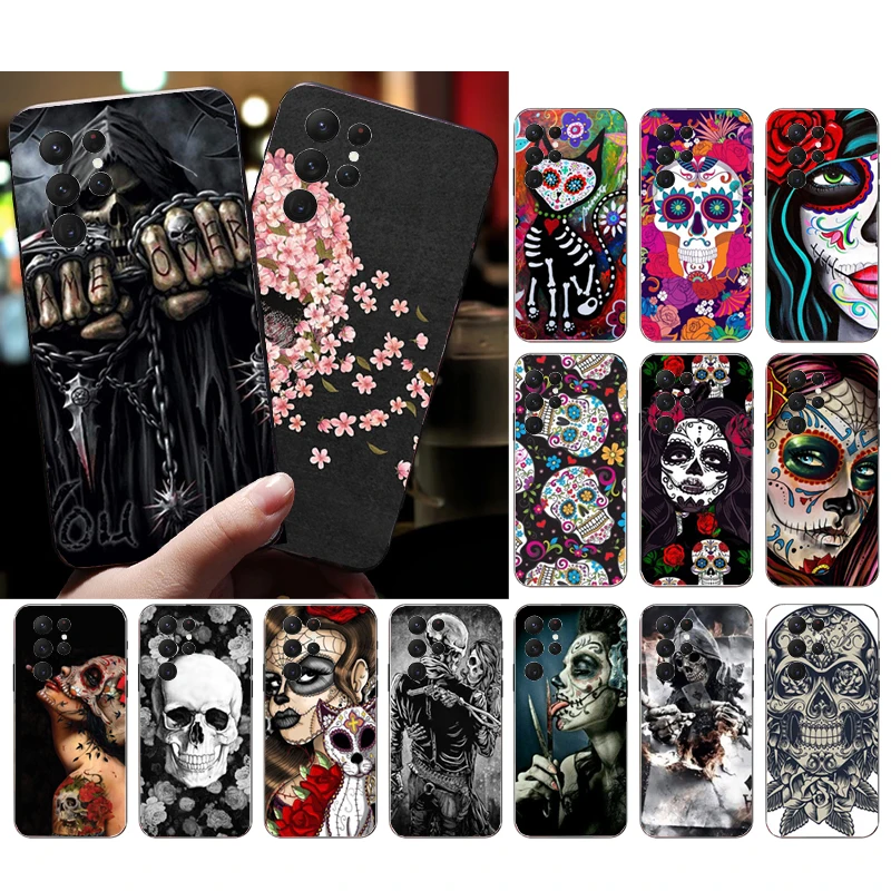 

Phone Case for Samsung Galaxy S23 S22 S21 S20 Ultra S20 S22 S21 S10 S9 Plus S10E S20FE Skull Skeleton Woman