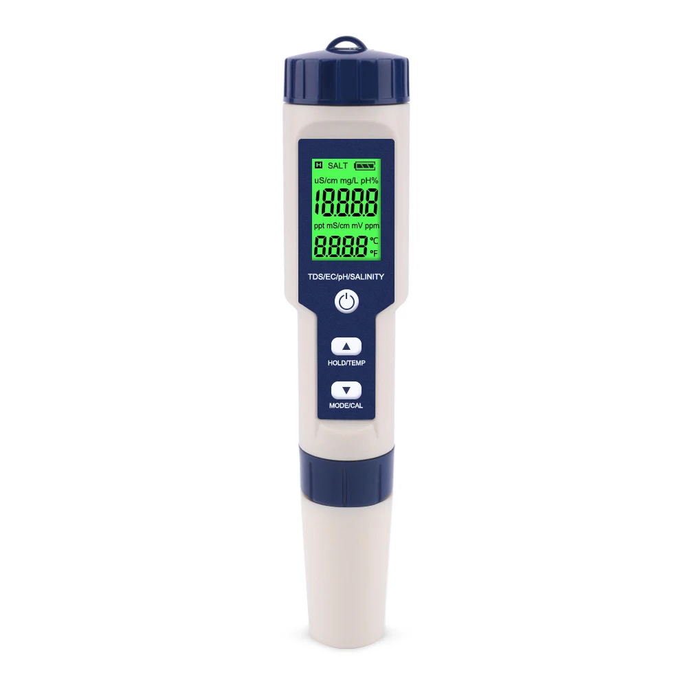 

NicetyMeter EZ-9909 5 in 1 TDS/EC/PH/Salinity/Temperature Meter Digital Water Quality Tester for Pools, Drinking Water,