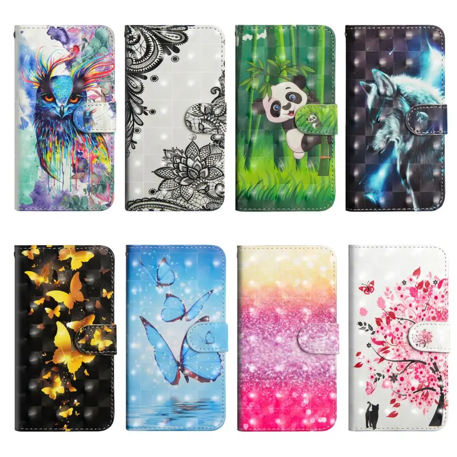 

Painted Cat Flower Case For OPPO A5 A8 A31 A9 2020 Find X2 Lite Neo A16 A52 A72 A92 A32 A33 A73 5G Wallet Protect Cover DP24G