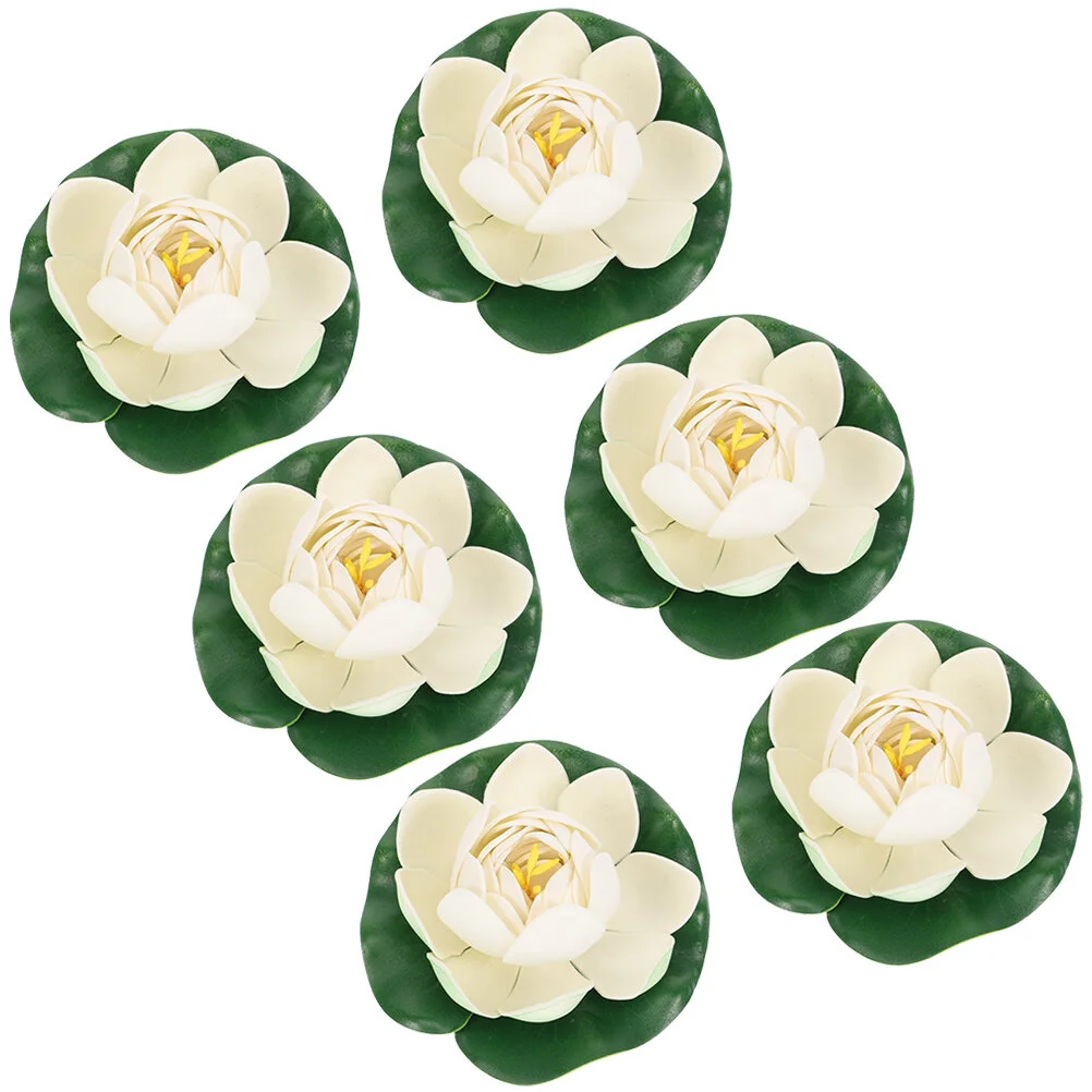

6 Pcs Floating Pond Plants Flowers Decoration Plants Beautiful Props Artificial Floating Pool Pond Simulated Lotus-flower