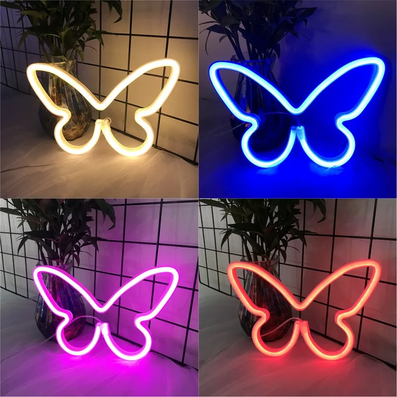 

Butterfly LED Neon Light Sign Wall Hanging Lamp Room Home Decoration Night Lamp Romantic Bar Party Wall Decor Birthday Gift
