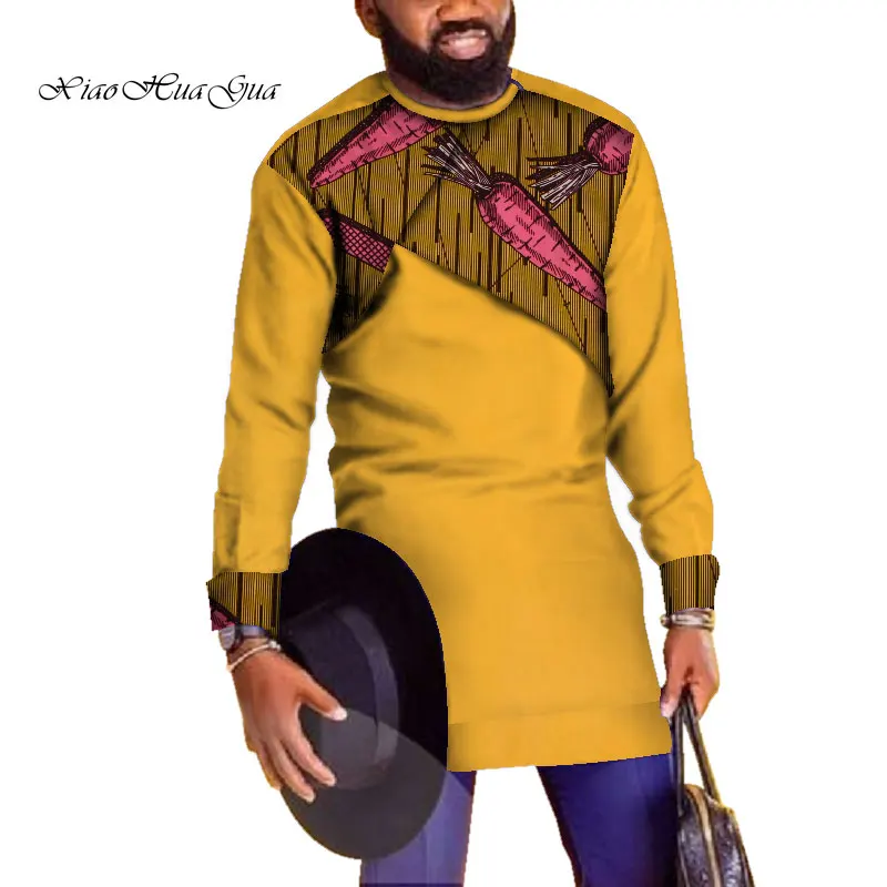 

New Designs Male Shirt Men Shirts Long Sleeve Dashiki African Shirt Print Causal Wedding African Clothing WYN671
