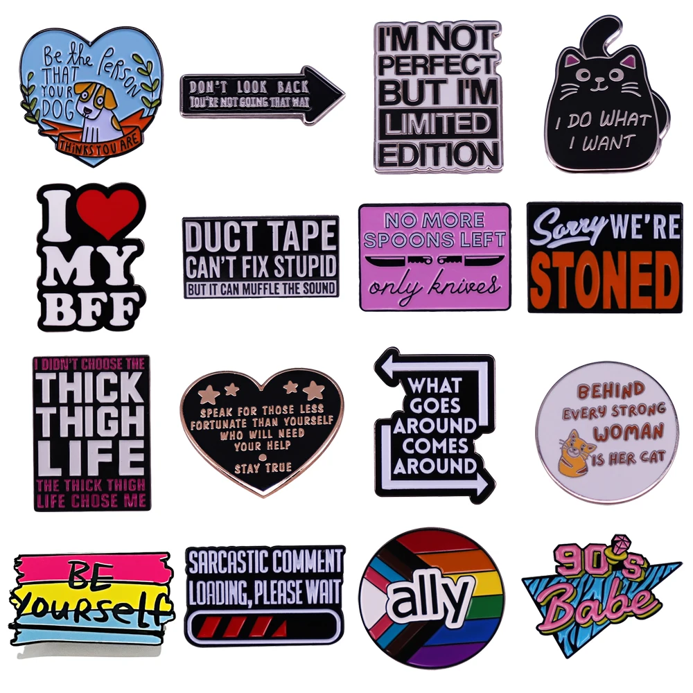 

Cool Quotation BE YOURSELF Cartoon Enamel Pin Backpack Accessories Brooch Lapel Pin Badge Jewelry Accessories Gifts