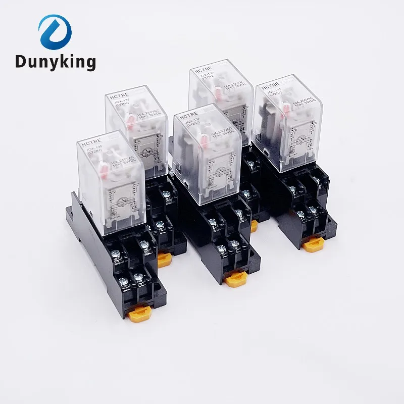 JQX-13F HH62P High power Relay Coil General DPDT Micro Mini Electromagnetic Relay Switch with Socket Base AC110V220V DC12V24V5A