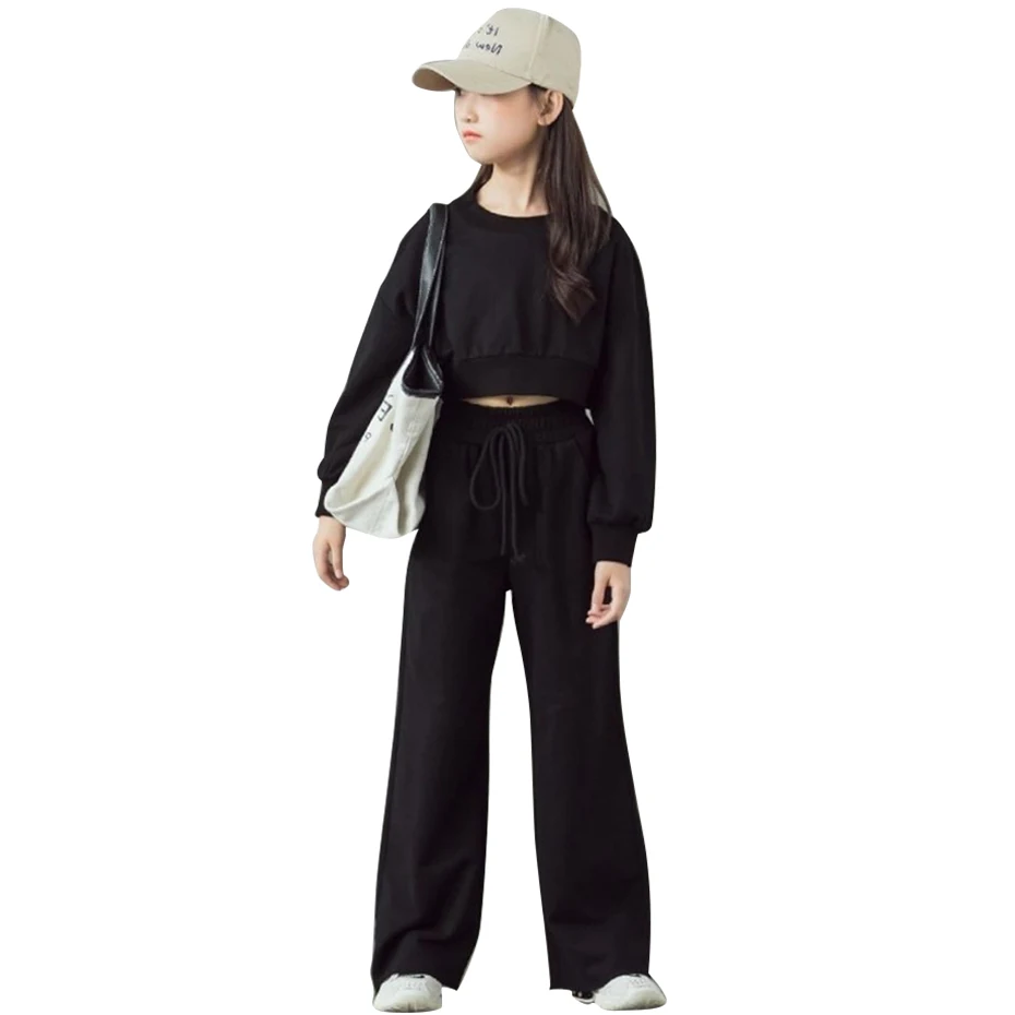 

Kids Clothes Girls Solid Color Clothing For Girls Sweatshirt + Pants Girls Sets Clothing Casual Style Costumes For Children
