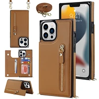 crossbody leather card holder lanyard wallet phone case for iphone 13 12 11 pro max mini x xs xr 8 7 6 plus se2020 phone cover