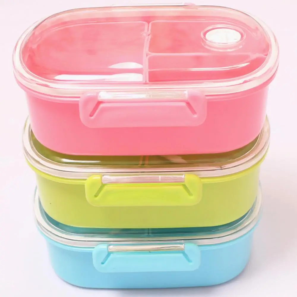

Lunch Box Food Container Box Plastic Storage 400ml Rectangle Bento with Lid Lunchbox Case Organizer