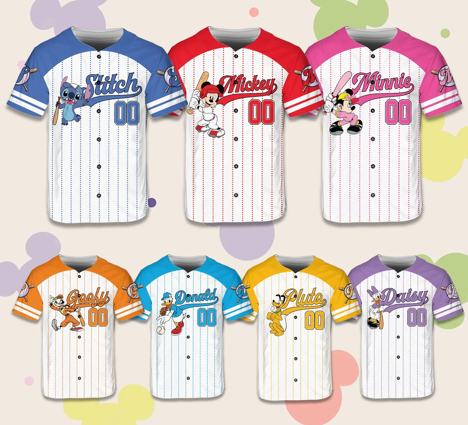 

Customize Mickey And Friends Game Day Baseball Jersey Disneyy Baseball Player Outfit For Baseball Fans Stitch Baseball Jersey