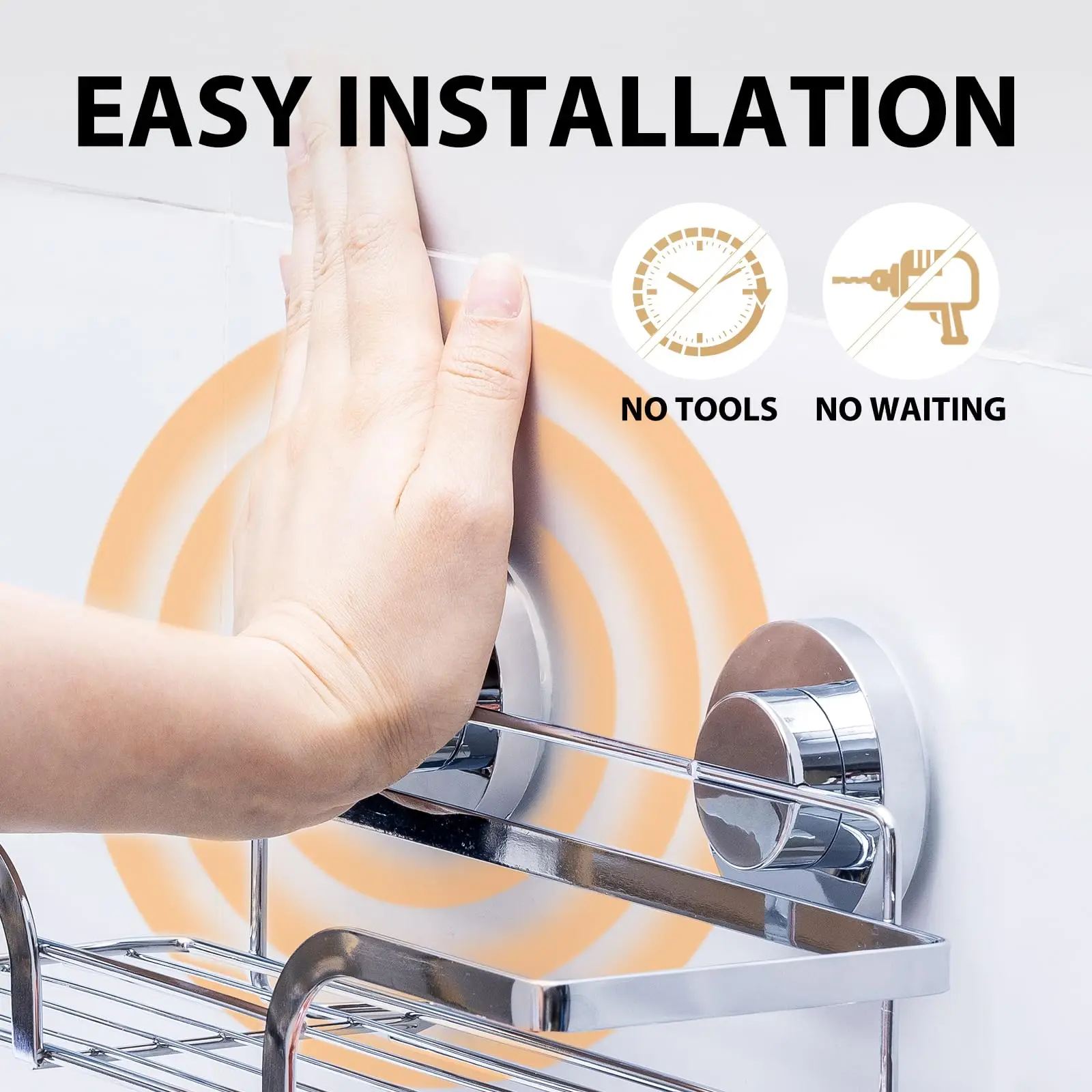 Держатель для душа TAILI на присоске 2 шт. полки внутри металлический держатель