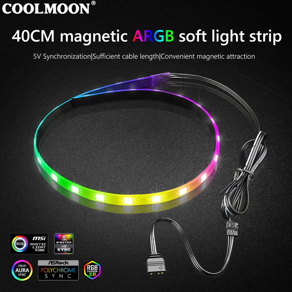 

COOLMOON CM-LS40 5V ARGB PC Case LED Light Bar SATA 3PIN Desktop Computer Lamp Strip 40cm Motherboard RGB Decoration Accessories