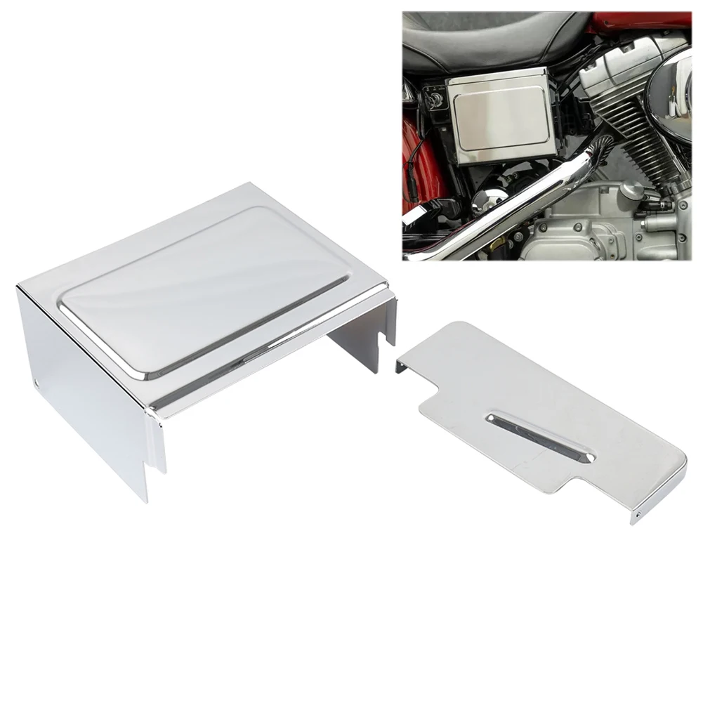 

Хромированная верхняя боковая крышка аккумулятора мотоцикла, защитная металлическая защита, 2 шт. для Harley Dyna Low Rider FXDL FXD FXDWG 1997-2005
