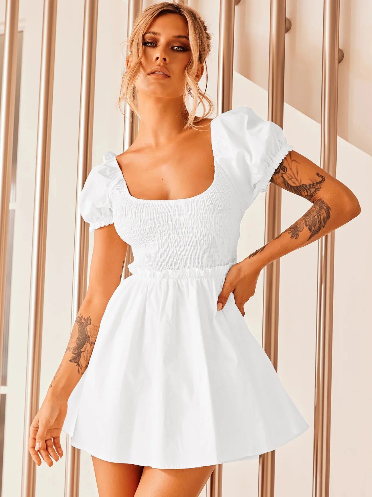 

2023 Styling Summer Women Dress Elegant Fashion French Vintage Sexy Backless Bandage Spring Outfit Female Mini Party Robe C4532