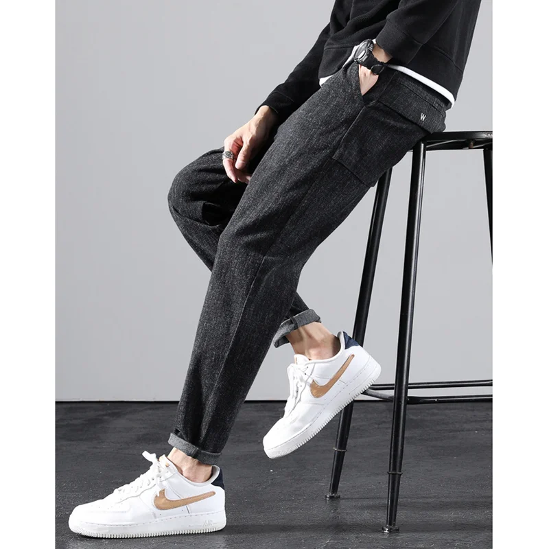 Streetwear Men 2022 New Pattern Fashion Jeans Recreational Loose Tighten One's Waist Black Trousers Autumn and Winter Female