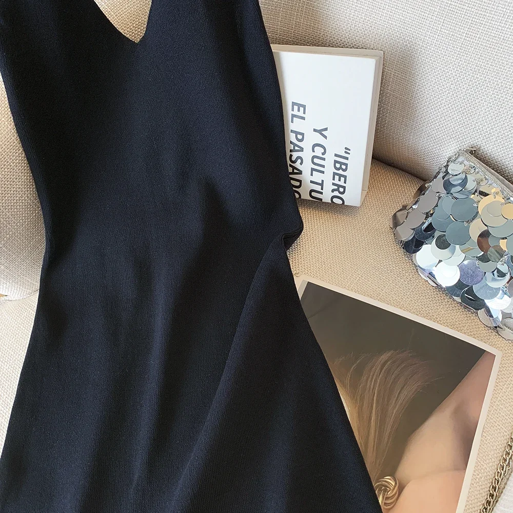 XIBUSANA женское мини-вязаное платье Saarafan без рукавов сексуальный клубный стиль