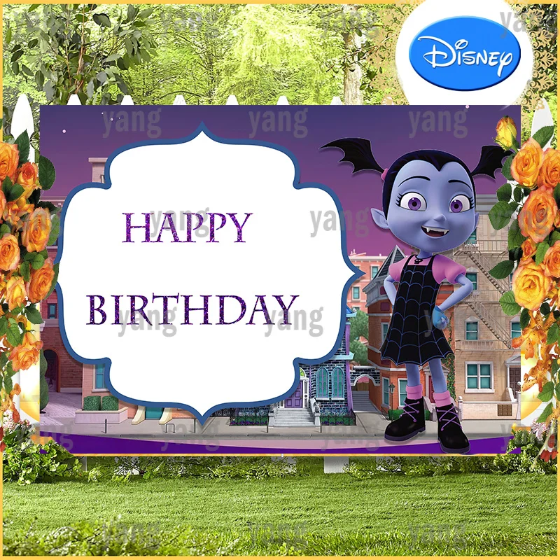 Custom Disney Magic Building Bat Braid Junior Vampirina Party Backdrops Happy Girls Newborn Birthday Photography Backgrounds