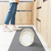 Kitchen Doormats Modern Simple Oil-proof Floor Mat Long Strip PU Leather Waterproof And Non-slip Carpet Can Be Scrubbed Rug