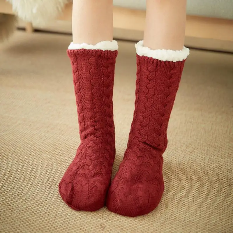 

Ultra Plush Socks Anti-slip Warm Fluffy Fleece Indoor Socks Long Thicken Lined Thermal Foot Warmer Elastic Kids Tights Stockings