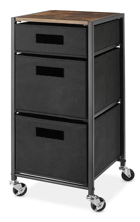 

Rolling 3-Drawer Storage Utility Cart - Brown For Bathroom Kitchen Accessories