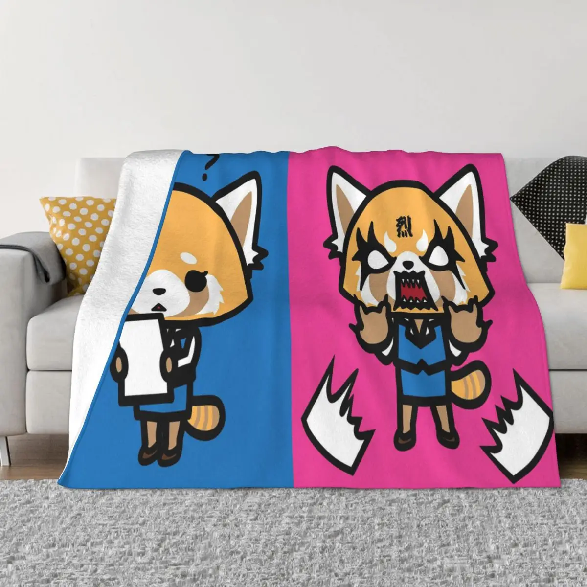 

Aggretsuko Blankets Flannel Spring Autumn Aggressive Retsuko Japanese Animated Throw Blanket for Sofa Travel Bedspreads