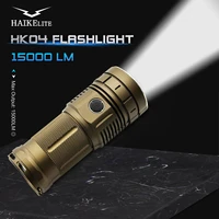 haikelite hk04 flashlight 15000lm super bright torch lantern lamp 4 x xhp50 2 usb charge ipx7 waterproof spotlights for camping