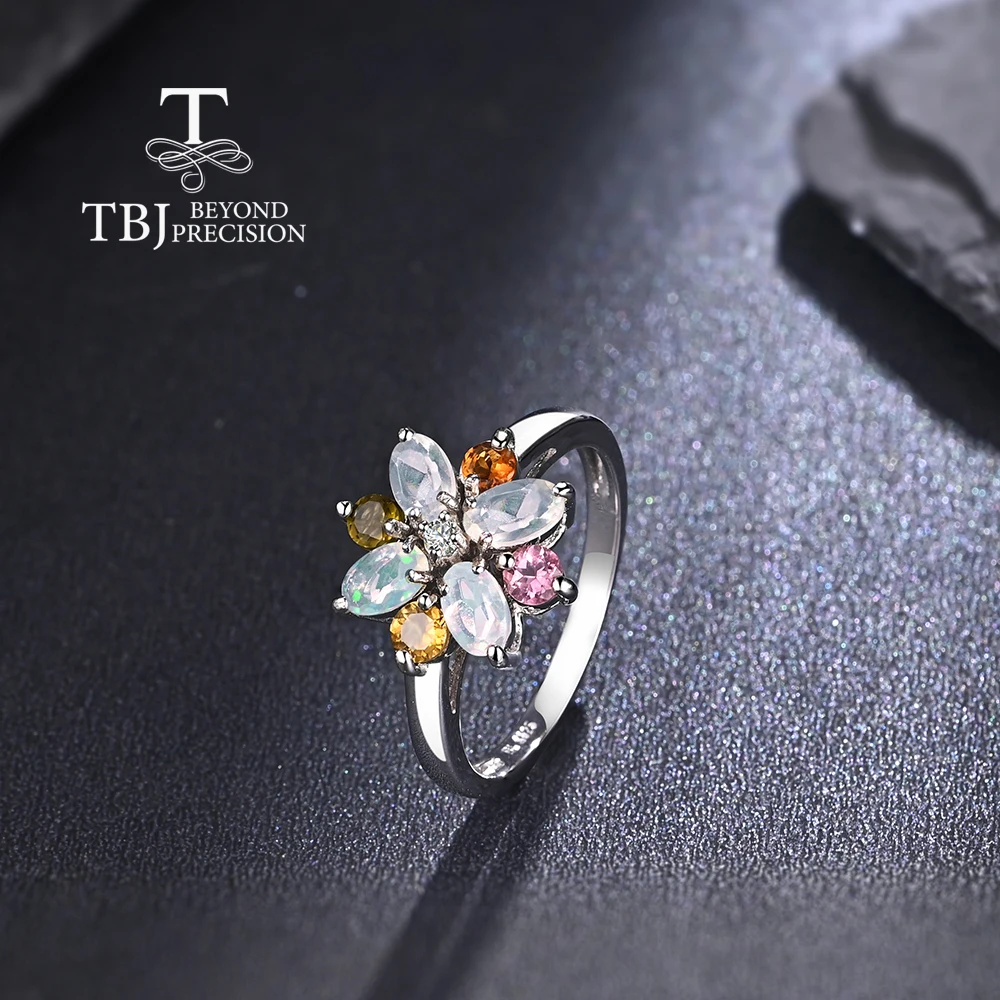 Романтический цветочный дизайн богатый натуральный цвет опал турмалин кольцо