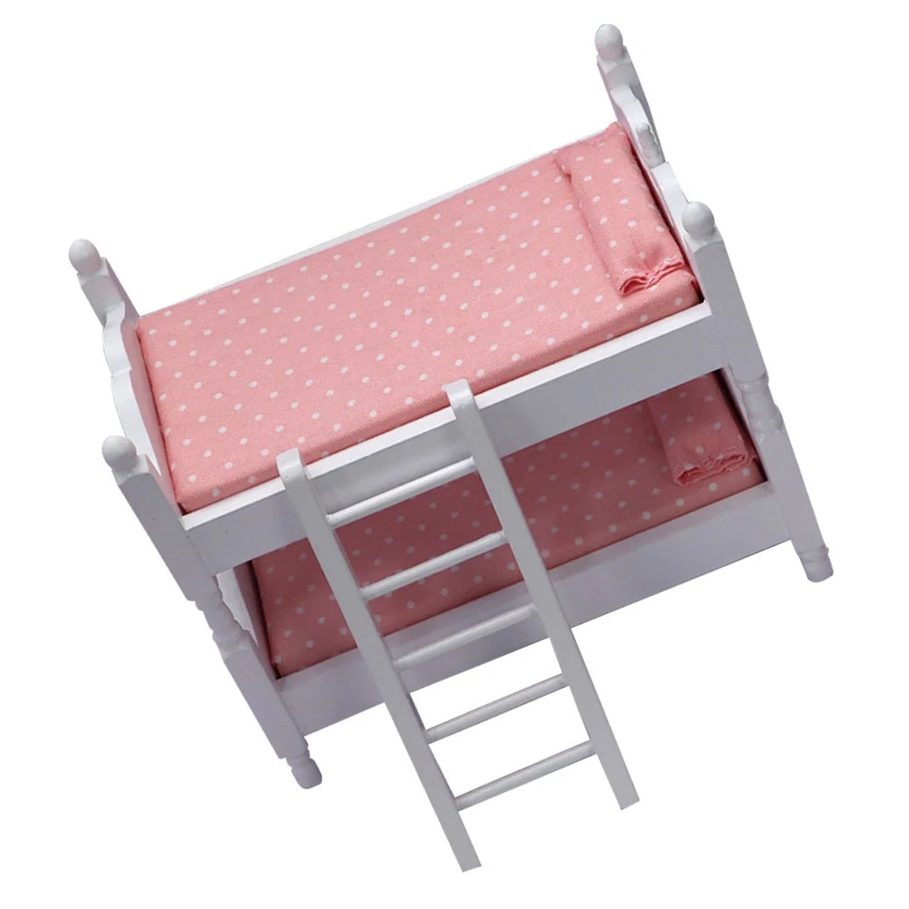 

Украшение на день рождения, двухъярусная кровать для девушек, мебель для спальни, миниатюрная модель с миниатюрным орнаментом, микро-сцены