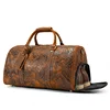 Men Retro Genuine Leather Duffle Bag With Shoes Pocket Full Grain Vintage Crazy Horse Leather Travel Bag 20Inch Weekender Duffel 4