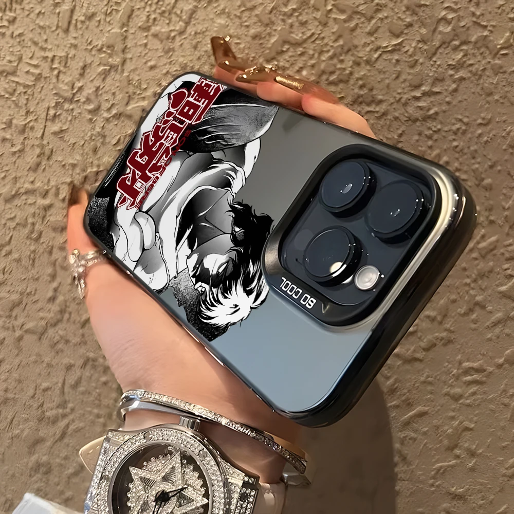 Чехол для телефона с аниме-дизайном Hanmas Baki для iPhone 17 Air, 16, 16e, 15, 14 Plus, 13, 12, 11 Pro Max, X, Xs, XR, 8 – Цветной серебристый жесткий чехол (art.: 3920d94ec30f2) - 3920d94ec30f2