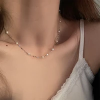 2022 summer new fashion trend unique design simple imitation pearl clavicle necklace women jewelry party ceremony wholesale