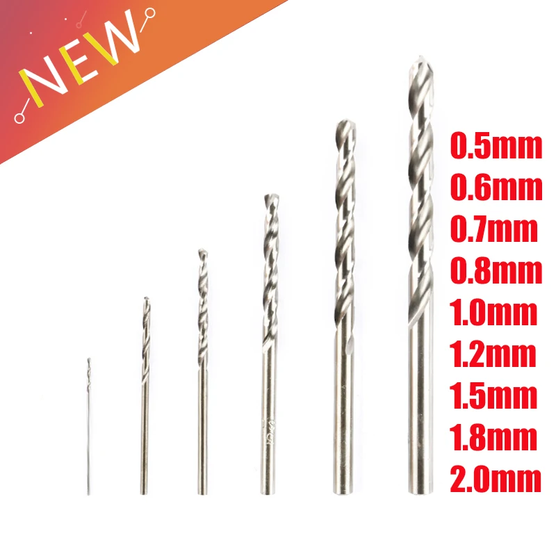 

10pcs 0.5-2.0mm HSS Twist Drill Bit Set For Dremel Rotary Tool Straight Shank Mini Drill Bit Set Hand Tools