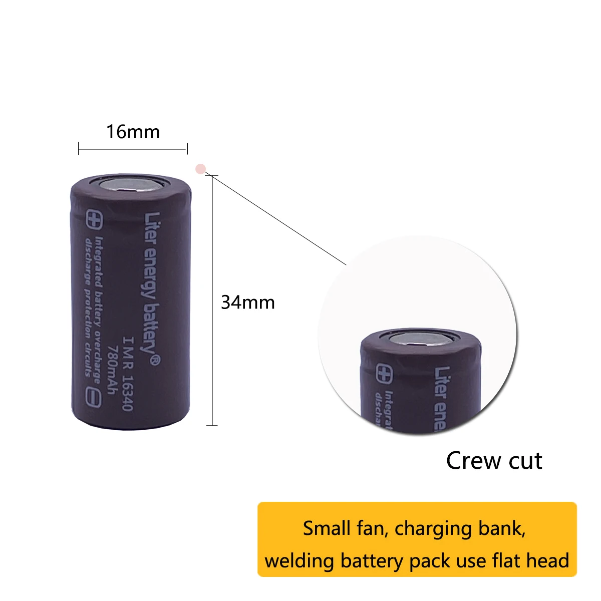 Li-ion RCR 123 3.7V 16340 780mAh Rechargeable Lithium Battery With Battery