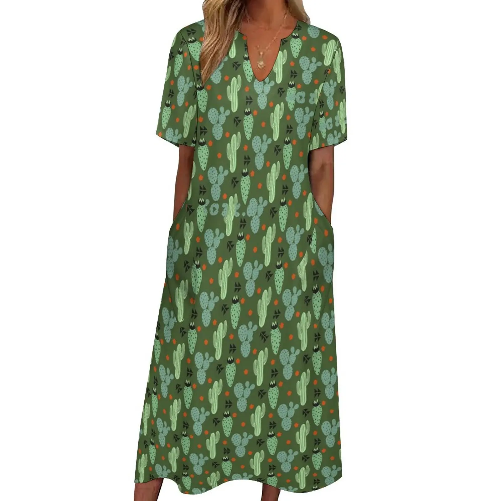 

Cactus Abstract Dress Summer Hipster Desert Street Fashion Bohemia Long Dresses Ladies Elegant Maxi Dress Birthday Gift