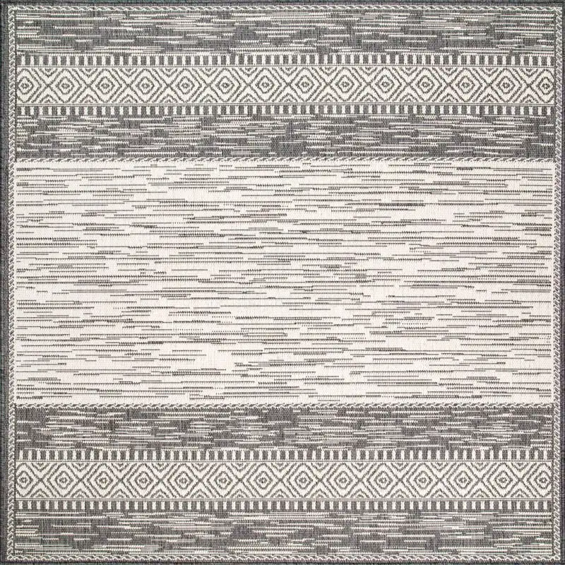 

Appealing Gray 8' Striped Indoor/Outdoor Area Rug - Comfortably Enhance the Style of Any Room in Your Home with This Elegant and