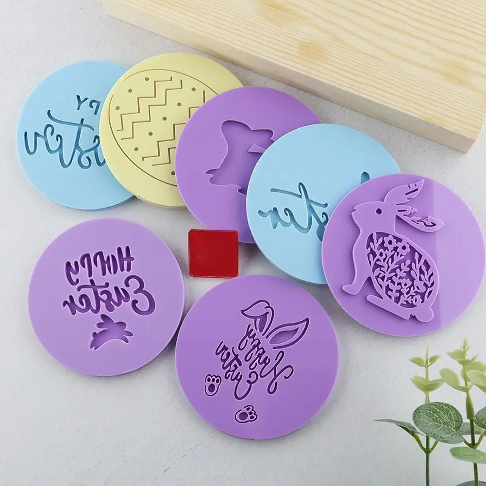 

Easter Egg Rabbit Acrylic Cookies Cutter Bunny Stamp Tools Sugar Embossed Decorating Cake Baking Craft mold Fondant O6C4