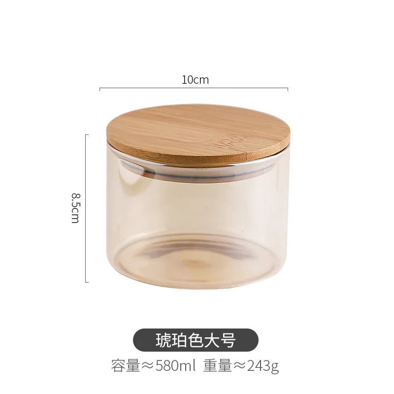 Kitchen Airtight Glass Jars Stackable Storage Jar Containers with Lid Food Spice Glass Salad Home Kitchen Wooden Lid Storage Jar images - 6