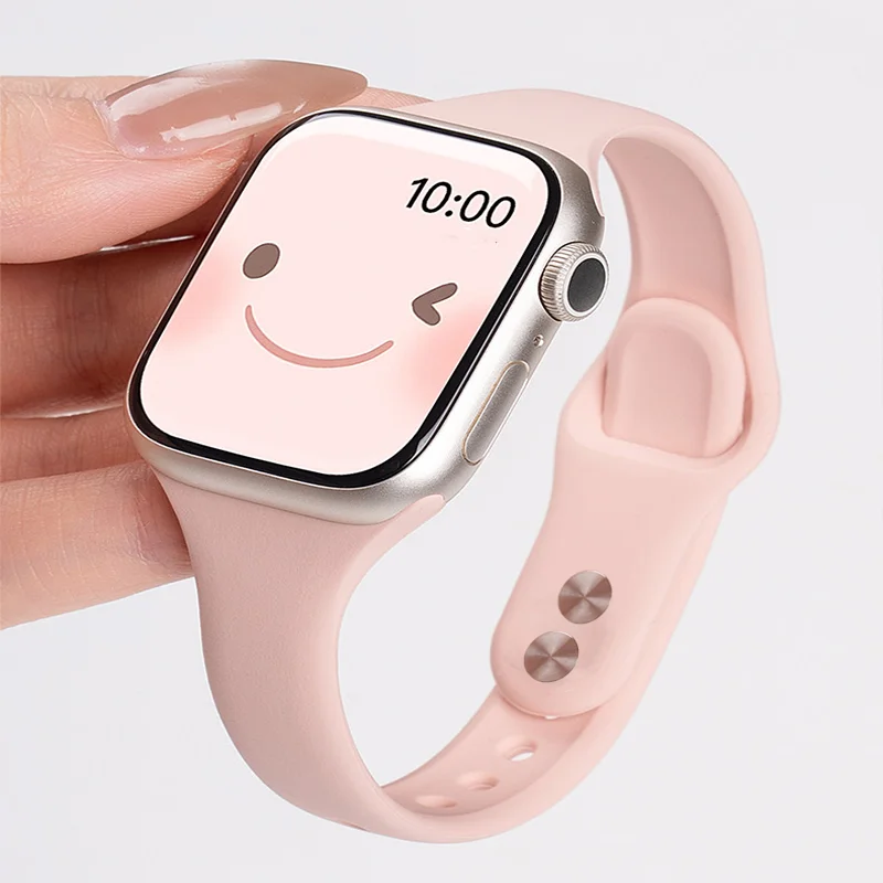 Фото Тонкий силиконовый ремешок для Apple Watch S11, размеры 46-45-44 мм, 41 мм, 40 мм, 49-42 мм, спортивный браслет для iWatch серий 10, 9, 8, 7, 6, 5, SE, 4, Ultra, 3. №1