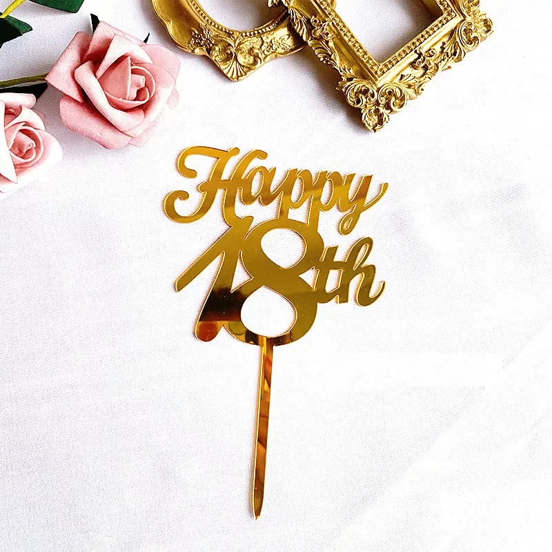 

New in 2022 Gold Acrylic Happy Birthday Cake Topper Sweet16 20th 30th 40th Special Age Birthday Party Decoration Supplies