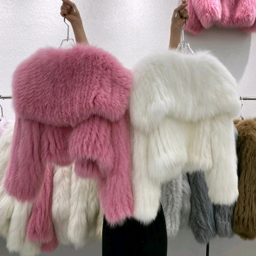 Nagodo Autumn Winter Women Short Faux Fur Coat 2022 Fashion Luxury Big Collar Kawaii Furry Coat Pink Fluffy Fake Fur Coat