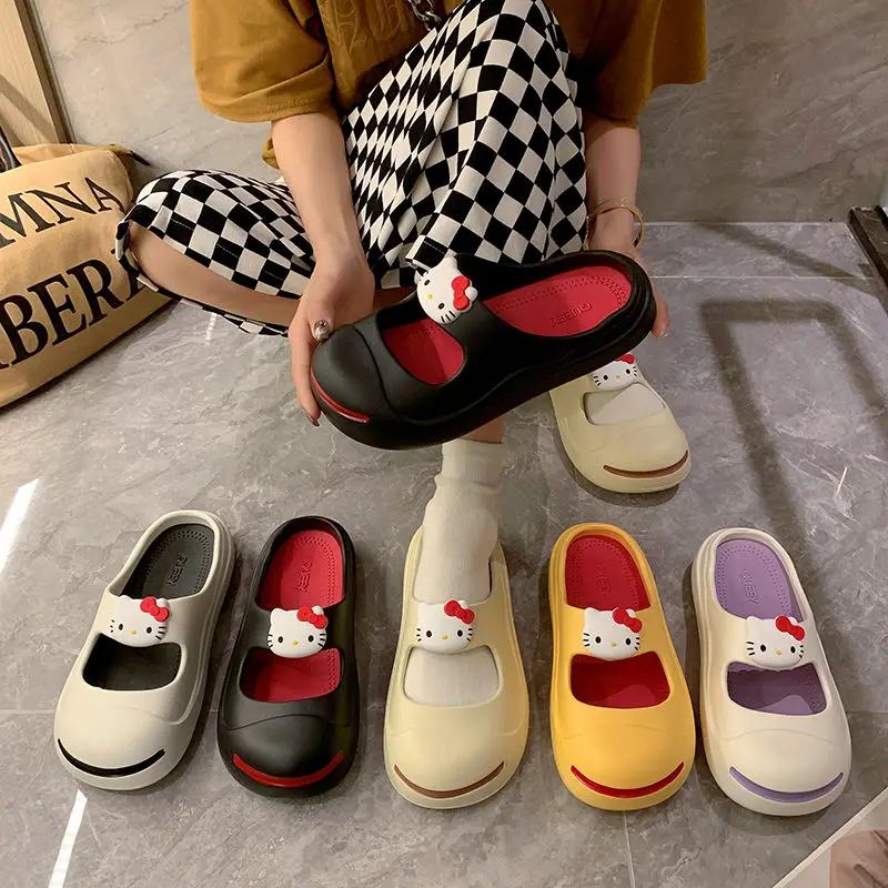 

Hellokitty Sanrio Kawali тапочки пляжная обувь домашняя обувь мягкая удобная модная универсальная для отдыха Аниме игрушки подарок для девочек