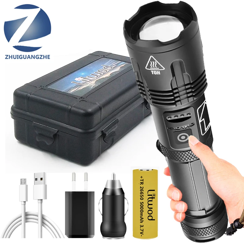 Power Bank Function Lantern XHP180 2,000,000LM 9-core Led Flashlight Zoomable Torch Usb Rechargeable 18650 or 26650 Battery