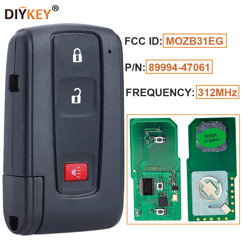 

DIYKEY Board:0030 FCC:MOZB31EG 312MHz 3B Remote Key Fob for Toyota Prius Hybrid 2004 2005 2006 2007 2008 2009 P/N:89994-47061