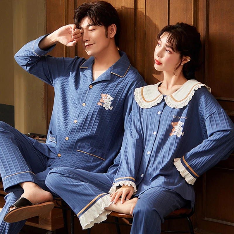 QUHENG Newest Men's Pajamas for Suit 2022 Autumn and WinterLong Sleeve Warm Cotton Home Clothes Large Pajama Women Suit Set