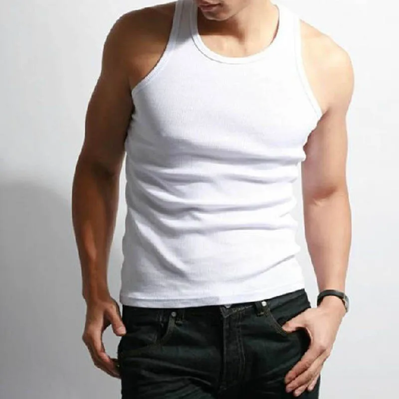 

New Fashion Men Muscle Sleeveless Slim Tee Shirt Tank Top Bodybuilding Fitness Vest Stylish Mens Skinny Tank Tops