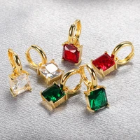 luxury green square crystal drop earrings for women korean fashion zircon geometric pendant earring boho jewelry gift
