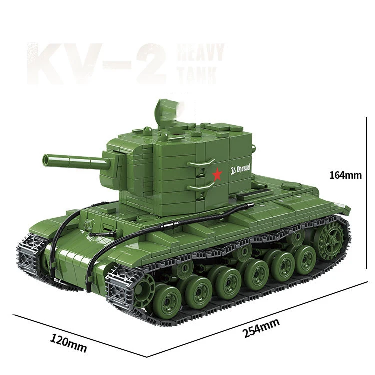 

WW2 Military Bricks Soviet Union KV-2 Heavy Tank Batisbrick Build Block Vehicle World War Army Force Figures Toys For Boys Gifts