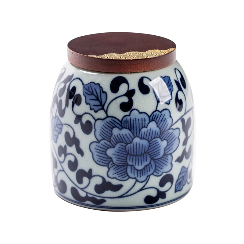 Синий и белый фарфоровый чайник герметичный сахар керамический орех контейнер
