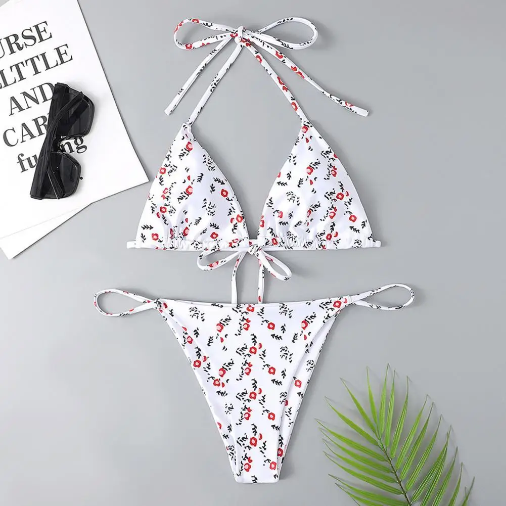 

Beach Wear Popular Sexy Women Summer Triangle Micro Bikini Set Stretchy Bathing Suit Padded for Water Activity